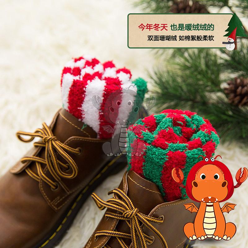 J367 冬季珊瑚絨聖誕襪子 可愛聖誕老人圖案女襪 時尚地板襪 中筒襪 唯龍購物-細節圖7