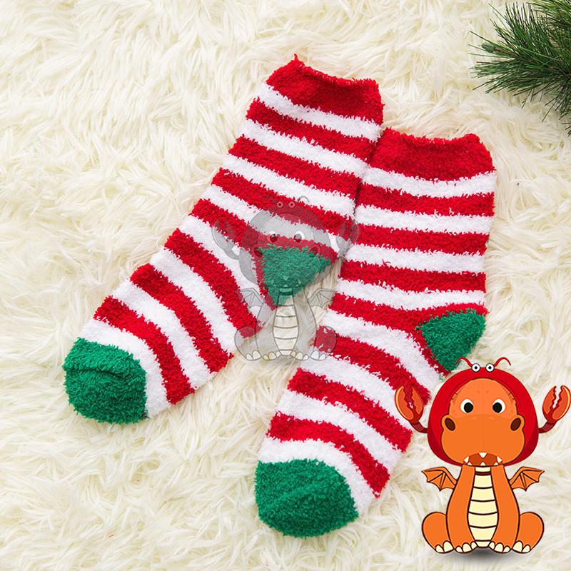 J367 冬季珊瑚絨聖誕襪子 可愛聖誕老人圖案女襪 時尚地板襪 中筒襪 唯龍購物-細節圖8