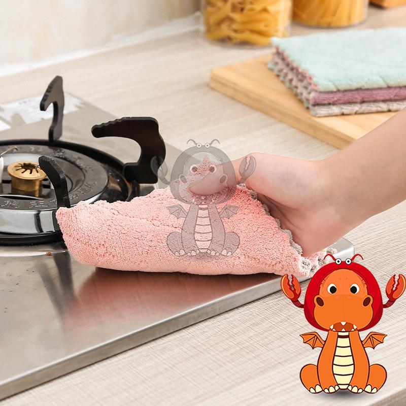 廚房清潔純色雙面強吸水抹布 不掉毛不沾油洗碗巾 兩用百潔布 抹布 唯龍購物-細節圖2