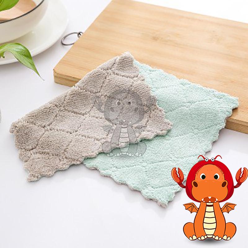 廚房清潔純色雙面強吸水抹布 不掉毛不沾油洗碗巾 兩用百潔布 抹布 唯龍購物-細節圖4