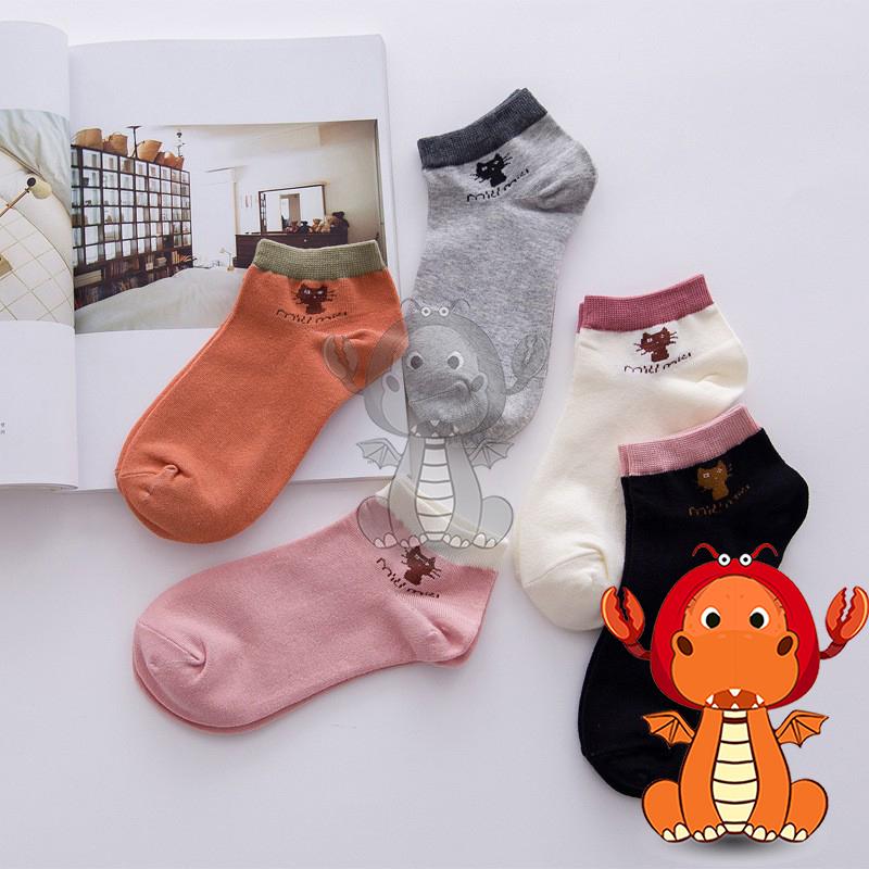 J203 女襪子 可愛卡通襪子 小貓船襪 春秋季全棉女襪 柔軟舒適短襪 小清新隱形襪 唯龍購物-細節圖2