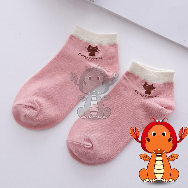 J203 女襪子 可愛卡通襪子 小貓船襪 春秋季全棉女襪 柔軟舒適短襪 小清新隱形襪 唯龍購物-細節圖4