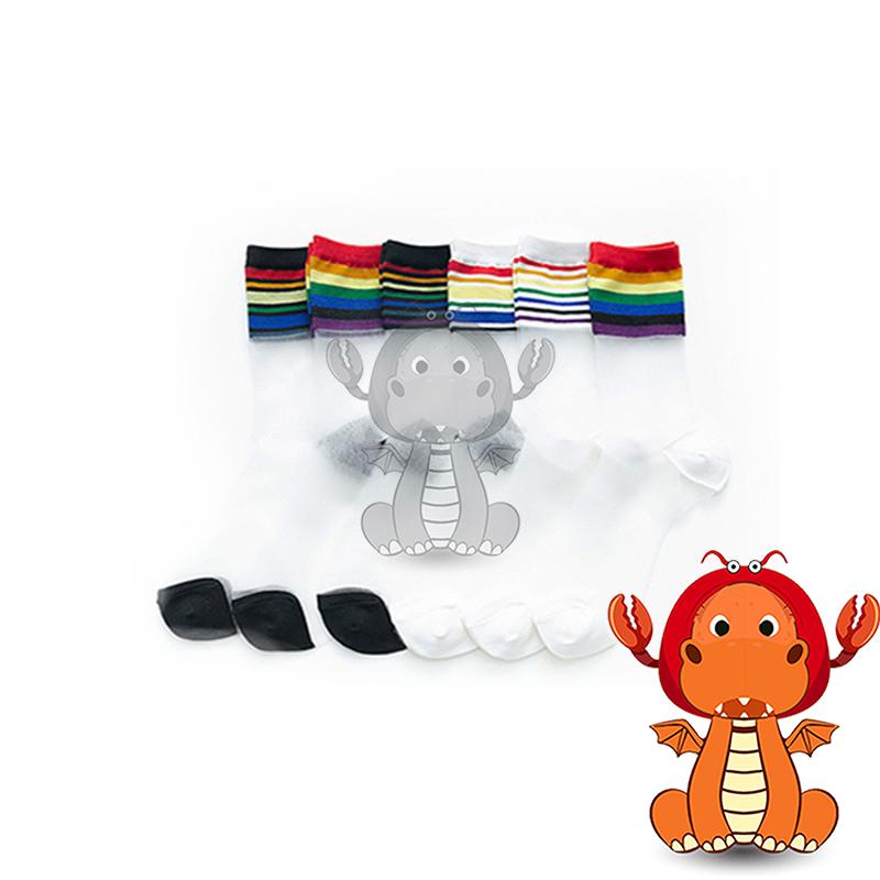 F-003 夏季薄款襪子 中筒潮襪 彩虹襪子 學院風日系襪子 玻璃絲彩色條紋女襪 唯龍購物-細節圖4