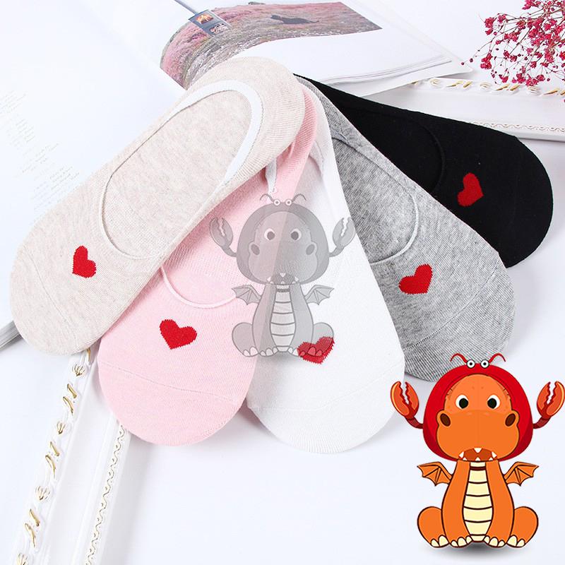 J427 新款襪子 女士全棉愛心隱形襪 淺口女襪矽膠短襪 船襪 唯龍購物-細節圖2