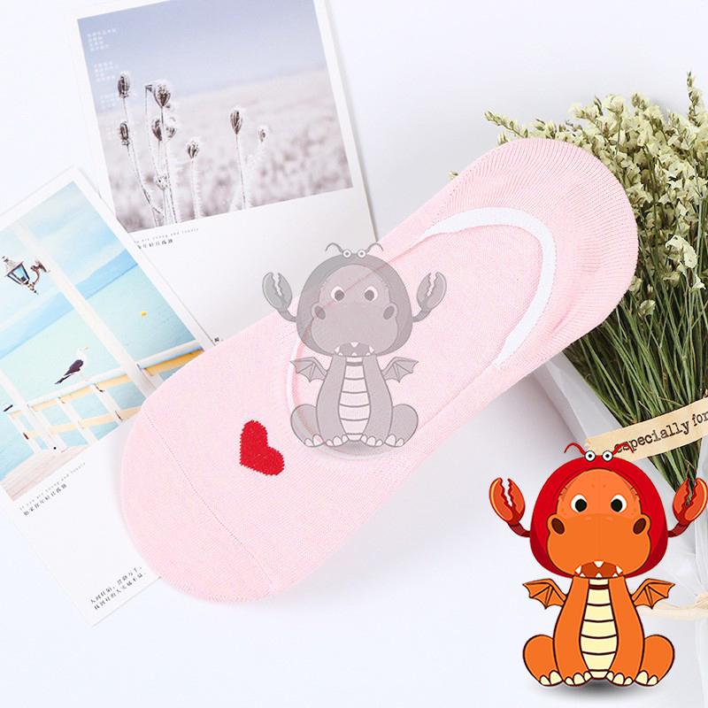 J427 新款襪子 女士全棉愛心隱形襪 淺口女襪矽膠短襪 船襪 唯龍購物-細節圖4