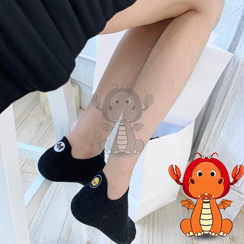 Z-039 女款襪子 夏季船襪 薄款襪子 船襪 透氣吸汗襪子 休閑棉襪子 刺繡狗頭襪子 淺口短襪 唯龍購物-細節圖2