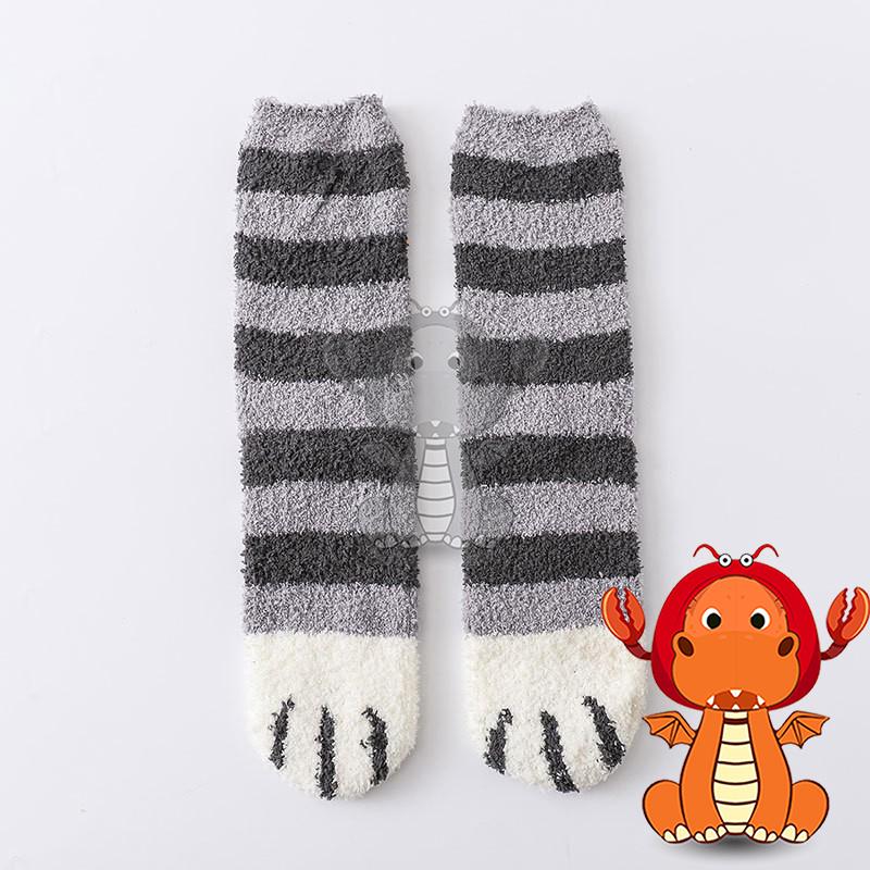 女F-006 秋冬襪子 保暖加厚襪子 貓咪爪印珊瑚絨襪子 女毛巾地板襪 中筒貓爪睡眠襪 唯龍購物-細節圖6