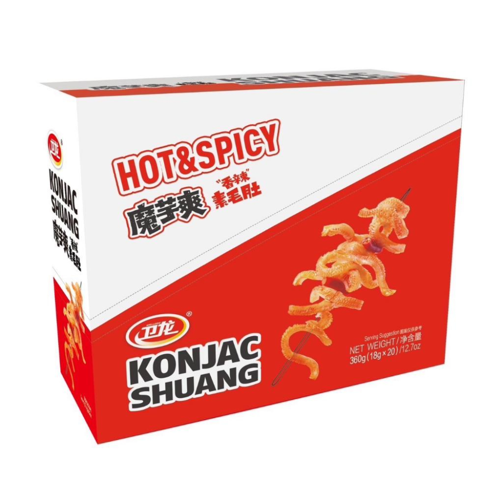 衛龍魔芋爽 18g 風吃海帶 香辣 麻辣 酸辣 素毛肚 360g 盒裝 台灣公司貨 台灣進口貨-細節圖4