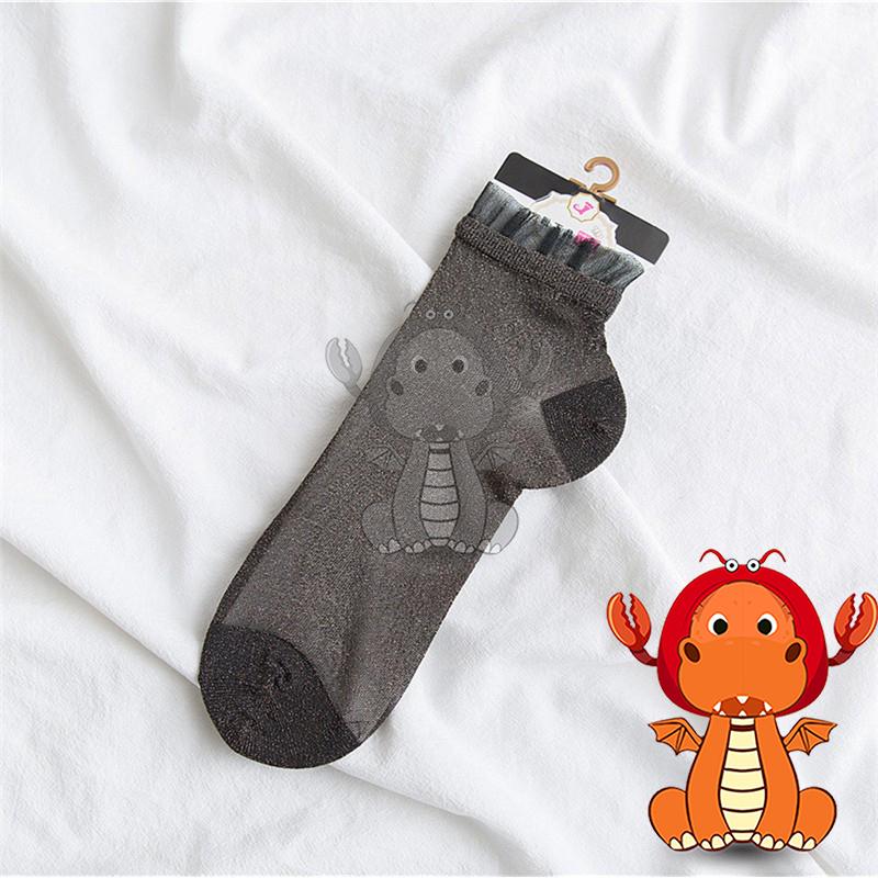 女F-022 女生襪子 夏季薄款襪子 花邊襪子 透明銀卷邊襪子 亮絲時尚中筒襪  唯龍購物-細節圖9