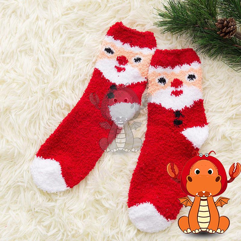 J367 冬季珊瑚絨聖誕襪子 可愛聖誕老人圖案女襪 時尚地板襪 中筒襪 唯龍購物-細節圖7