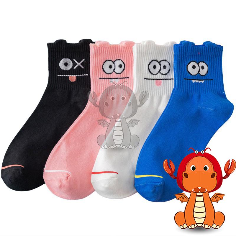 J247 春季襪子 韓版襪子 卡通襪女 女士全棉中筒襪 大眼睛抽條中筒襪 唯龍購物-細節圖3