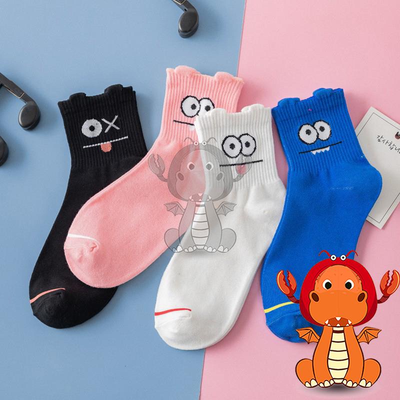 J247 春季襪子 韓版襪子 卡通襪女 女士全棉中筒襪 大眼睛抽條中筒襪 唯龍購物-細節圖8