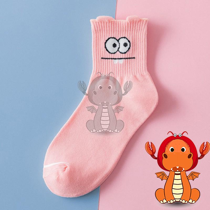J247 春季襪子 韓版襪子 卡通襪女 女士全棉中筒襪 大眼睛抽條中筒襪 唯龍購物-細節圖9