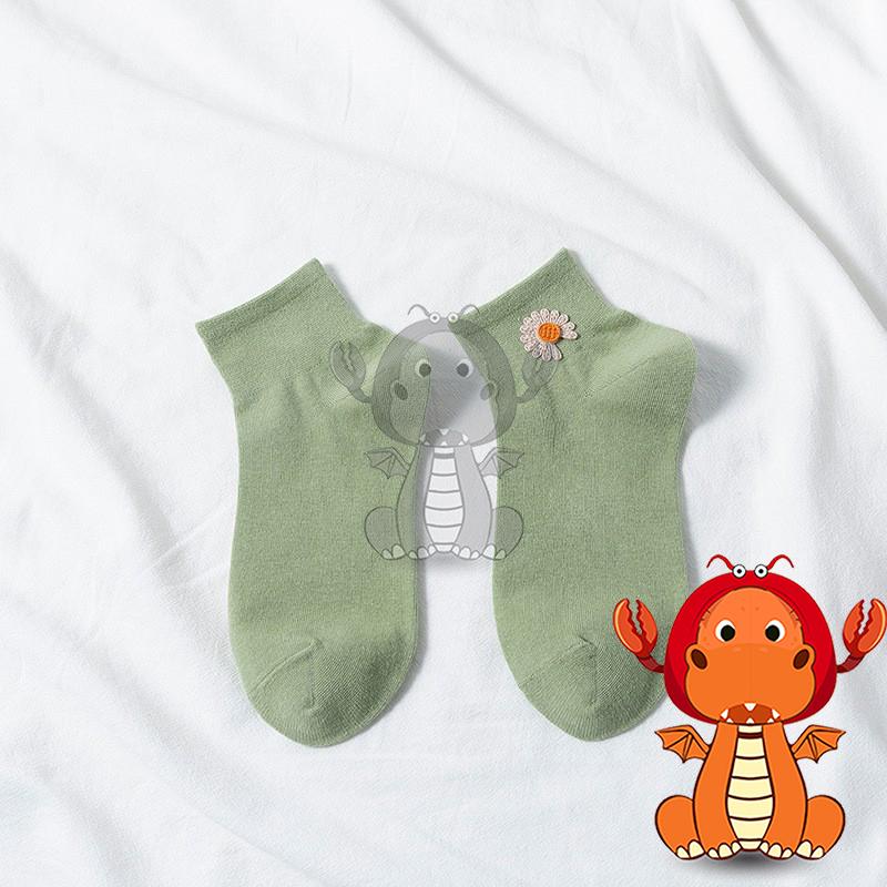 J397 夏季爆款襪子 網紅同款襪子 清新刺繡小雛菊襪子 淺口短襪 女夏天薄款襪子 純色船襪 唯龍購物-細節圖3