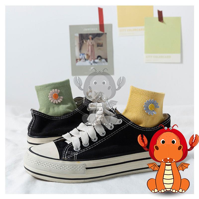 J397 夏季爆款襪子 網紅同款襪子 清新刺繡小雛菊襪子 淺口短襪 女夏天薄款襪子 純色船襪 唯龍購物-細節圖8