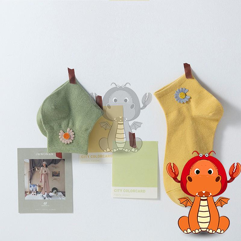 J397 夏季爆款襪子 網紅同款襪子 清新刺繡小雛菊襪子 淺口短襪 女夏天薄款襪子 純色船襪 唯龍購物-細節圖9