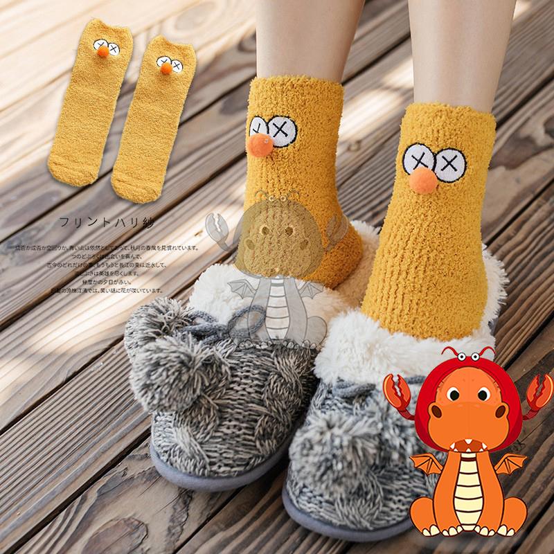J-01 冬季珊瑚絨襪子 卡通圖案襪子 kaws街頭風芝麻街女襪 唯龍購物-細節圖2