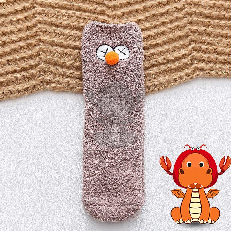 J-01 冬季珊瑚絨襪子 卡通圖案襪子 kaws街頭風芝麻街女襪 唯龍購物-細節圖4