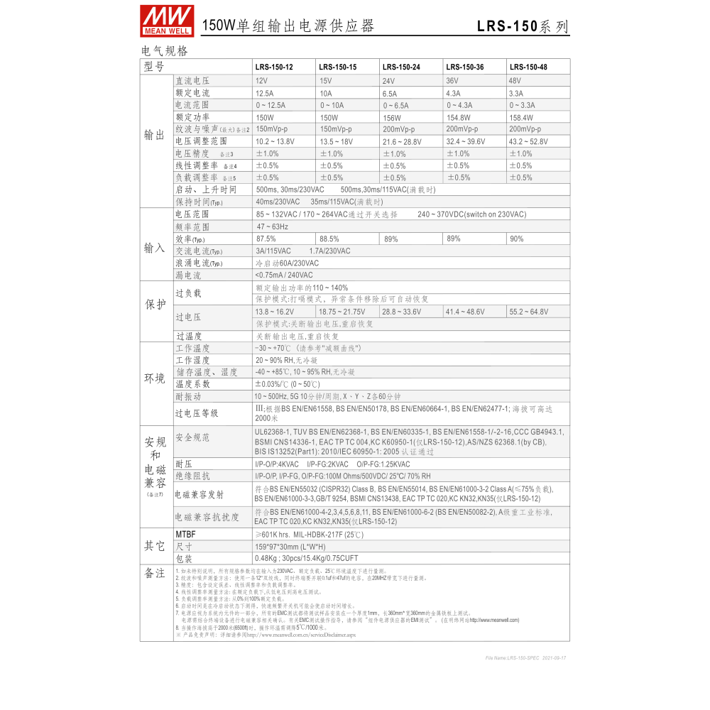 全新現貨 明緯原裝公司貨 LRS-150-48  MEANWELL  電源供應器 含稅 可開發票-細節圖3