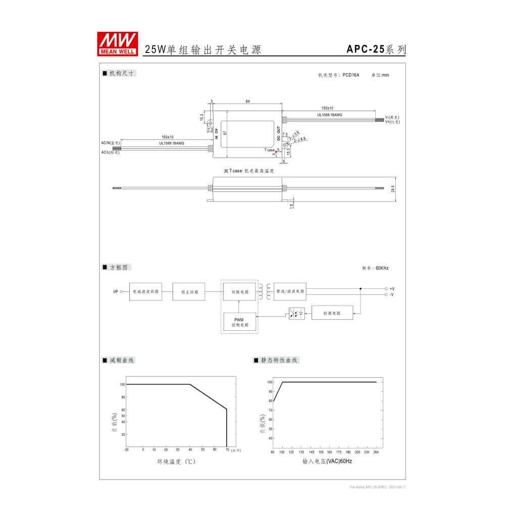 明緯原裝公司貨  APC-25-350  MW MEANWELL  LED 電源供應器-細節圖3