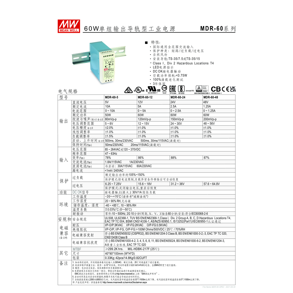 明緯原裝公司貨 MDR-60-24 MW MEANWELL 電源供應器 含稅 開發票-細節圖2