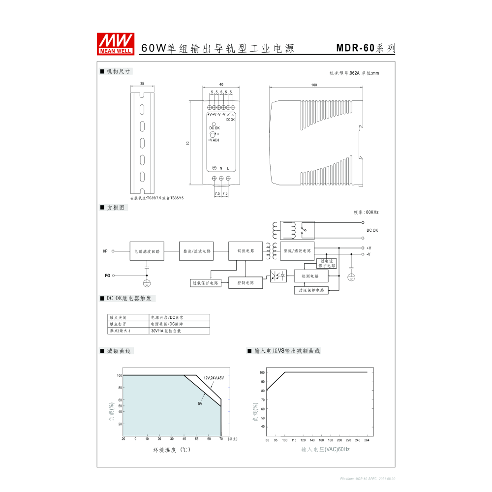 明緯原裝公司貨 MDR-60-24 MW MEANWELL 電源供應器 含稅 開發票-細節圖3