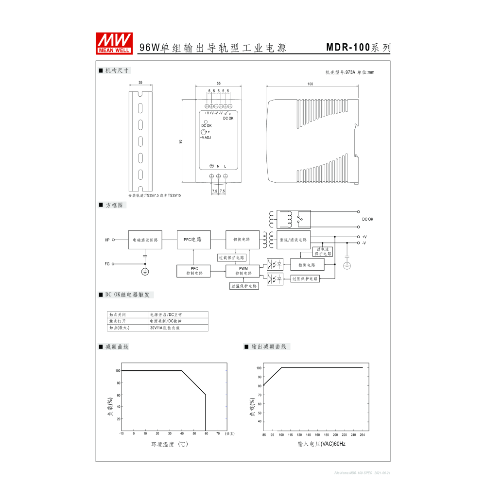 明緯原裝公司貨 MDR-100-12 MW MEANWELL 電源供應器 含稅 開發票-細節圖3