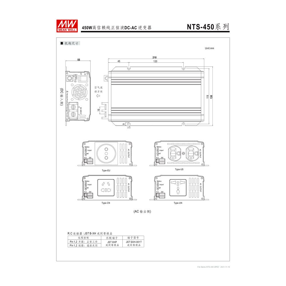 明緯原裝公司貨  NTS-450-112US  MW  MEANWELL DC-AC逆變器 含稅 開發票-細節圖7