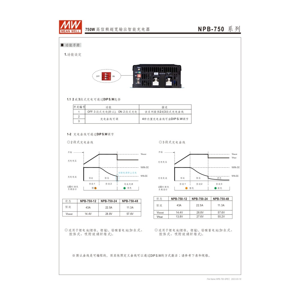 明緯原裝公司貨 NPB-750-12 MW 智能偵測充電器-細節圖5