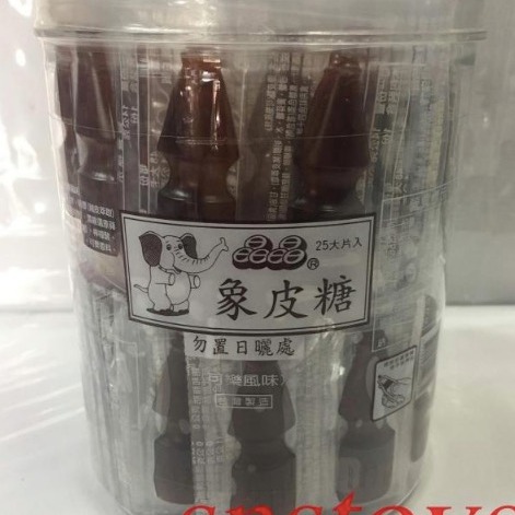 sns QQ糖 晶晶 象皮糖(橡皮糖)卡通晶晶象皮糖(晶晶橡皮糖)25片罐裝~可樂瓶造型QQ軟糖~可樂口味-細節圖2