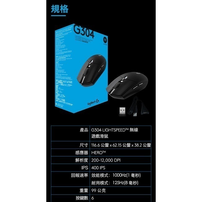 聯迅~來電更優惠 Logitech 羅技 G304 無線電競滑鼠 LIGHTSPEED無線技術 長效電力續航-細節圖7