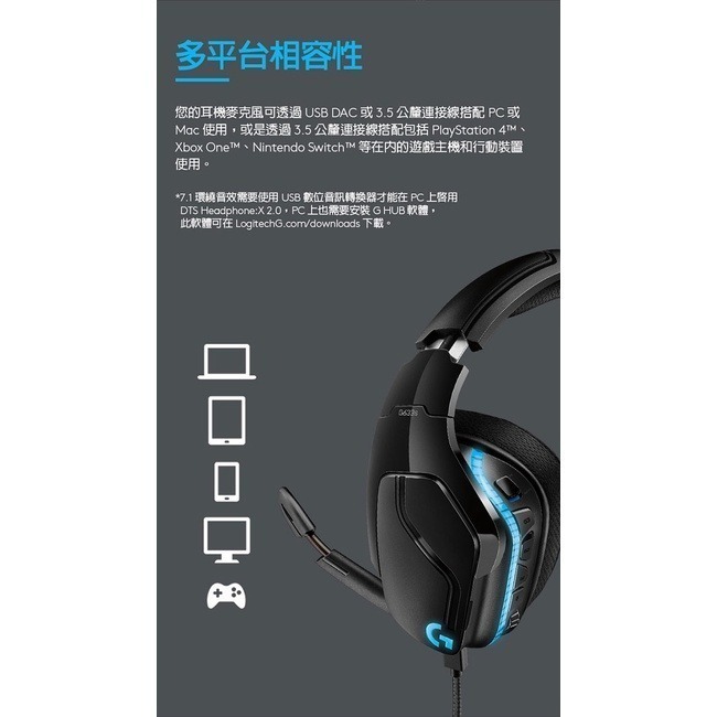 聯迅~來電更優惠 Logitech 羅技 G633S 7.1 聲道 LIGHTSYNC 遊戲耳機麥克風-細節圖8