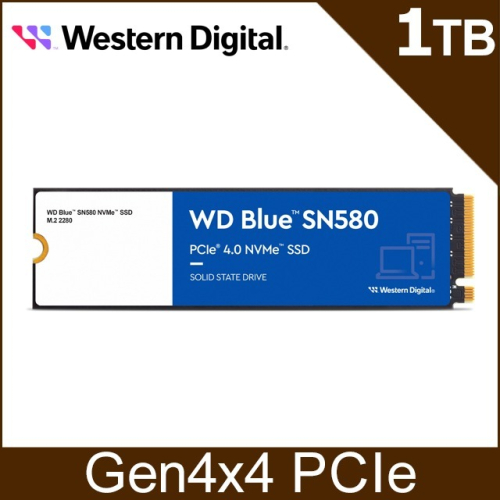 聯迅科技-WD 藍標 SN580 1TB M.2 PCIe SSD 讀：4150 寫：4150 原廠公司5年保