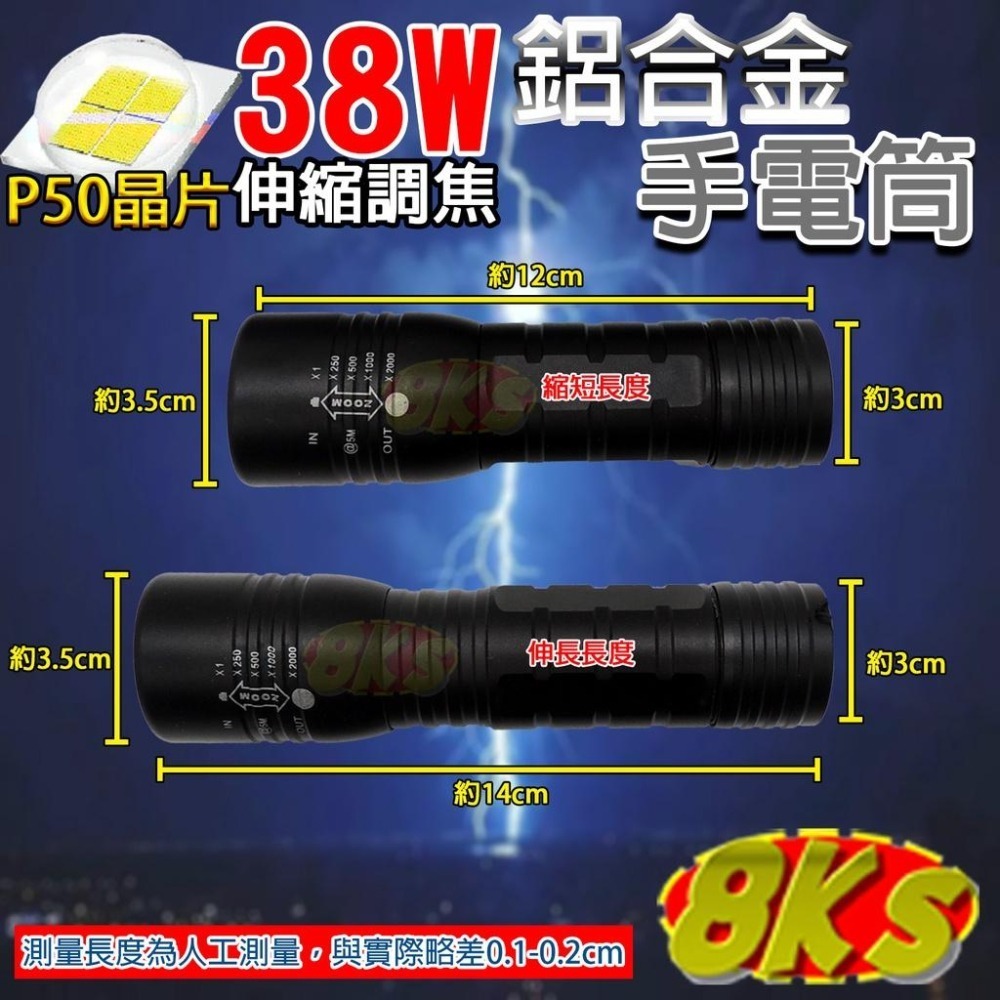 《附發票》鋁合金手電筒 30W/35W/38W/45W  伸縮調焦、多段調光、防潑水、耐磨 強力磁吸 攜帶方便-細節圖5