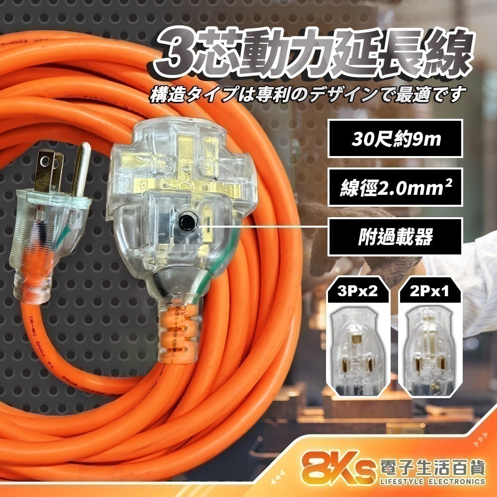 《台灣製造》3P動力線附過載 新安規 工業延長線 自動斷電功能 專利防塵 3插座動力延長線 BSMI認證 R54650-規格圖4
