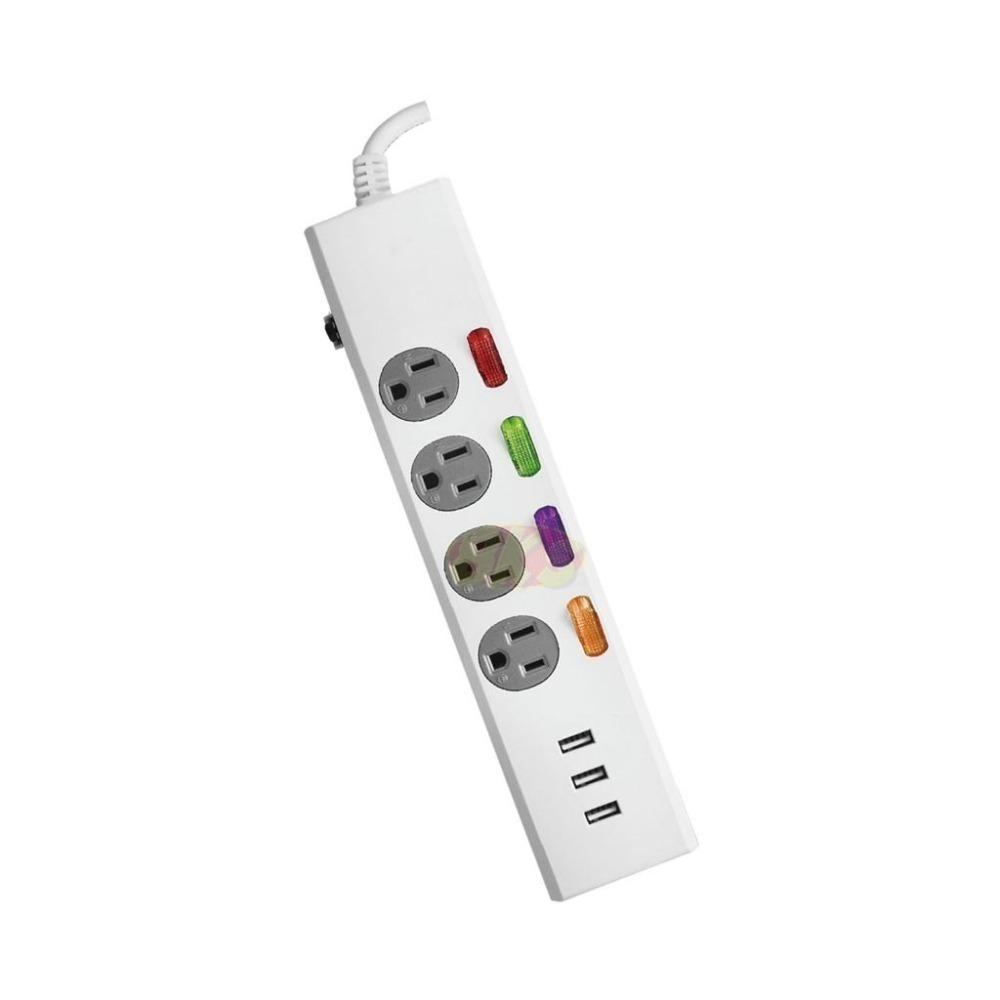 4開4插附USB 台灣製造 3P 3孔延長線3.5A USB充電 獨立開關過載自動斷電  BSMI認證R53951-細節圖2