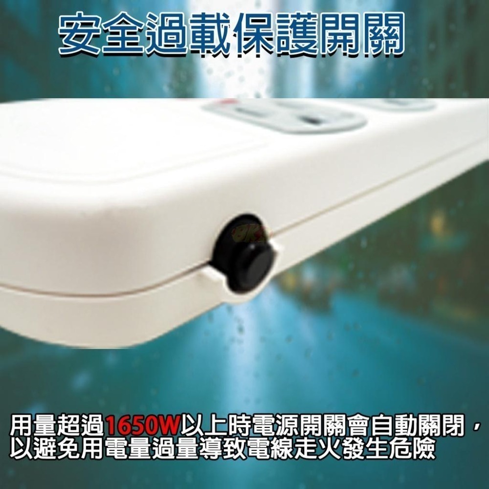4開4插附USB 台灣製造 3P 3孔延長線3.5A USB充電 獨立開關過載自動斷電  BSMI認證R53951-細節圖5