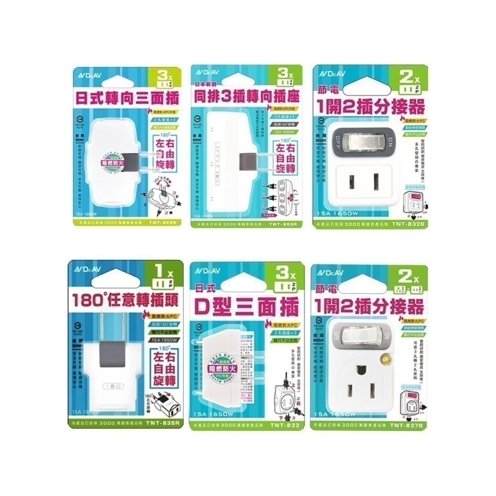 《最新安規》(附發票)節能壁插分接器 三面插 1開2插 轉向插頭 防火PC材質 BSMI字號R51380-細節圖2