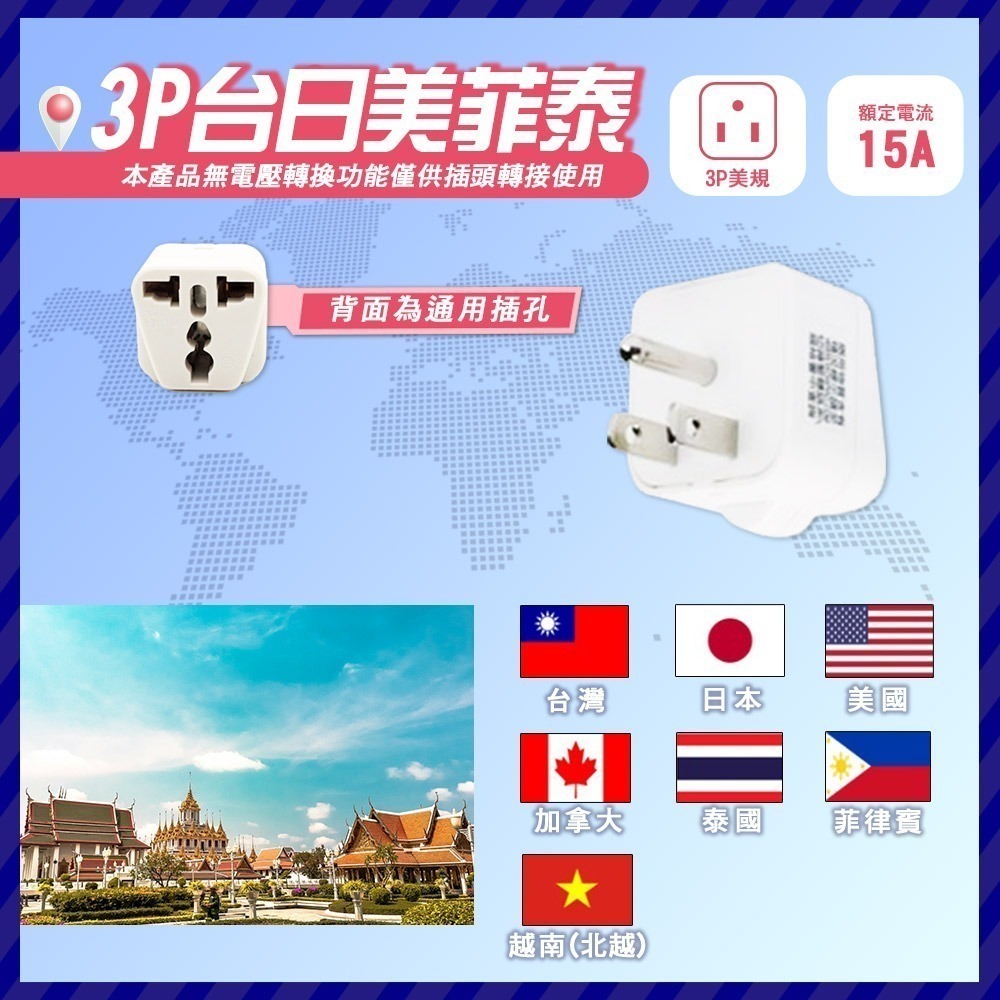 《附發票》萬國轉換插頭 迷你外型設計 攜帶方便-規格圖2