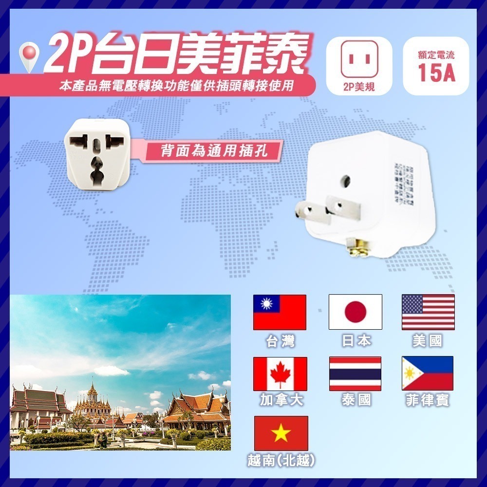 《附發票》萬國轉換插頭 迷你外型設計 攜帶方便-規格圖2