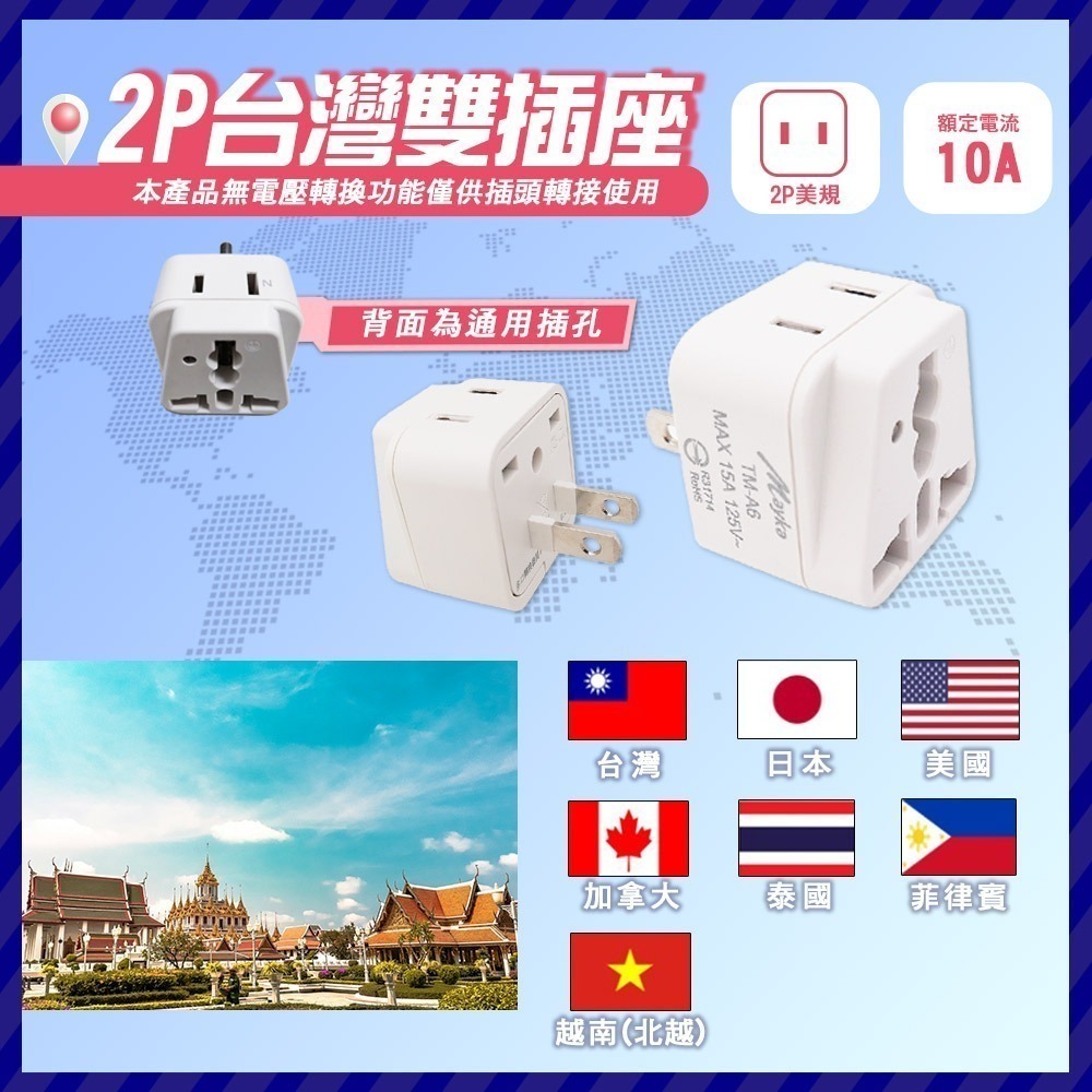 《附發票》萬國轉換插頭 迷你外型設計 攜帶方便-規格圖2