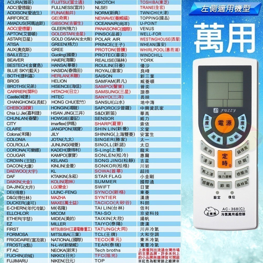 《附發票》多樣冷氣遙控器 (日立、國際、東元、三洋、大同、大金、樂金、歌林、萬用等等) 內附說明書-規格圖5