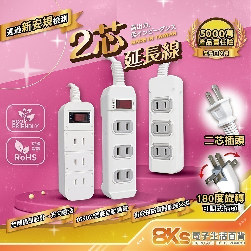 《台灣製造》附發票 新安規過載自動斷電延長線1.2M/1.8M/2.7M//3.6M/4.5M BSMI驗證-細節圖6