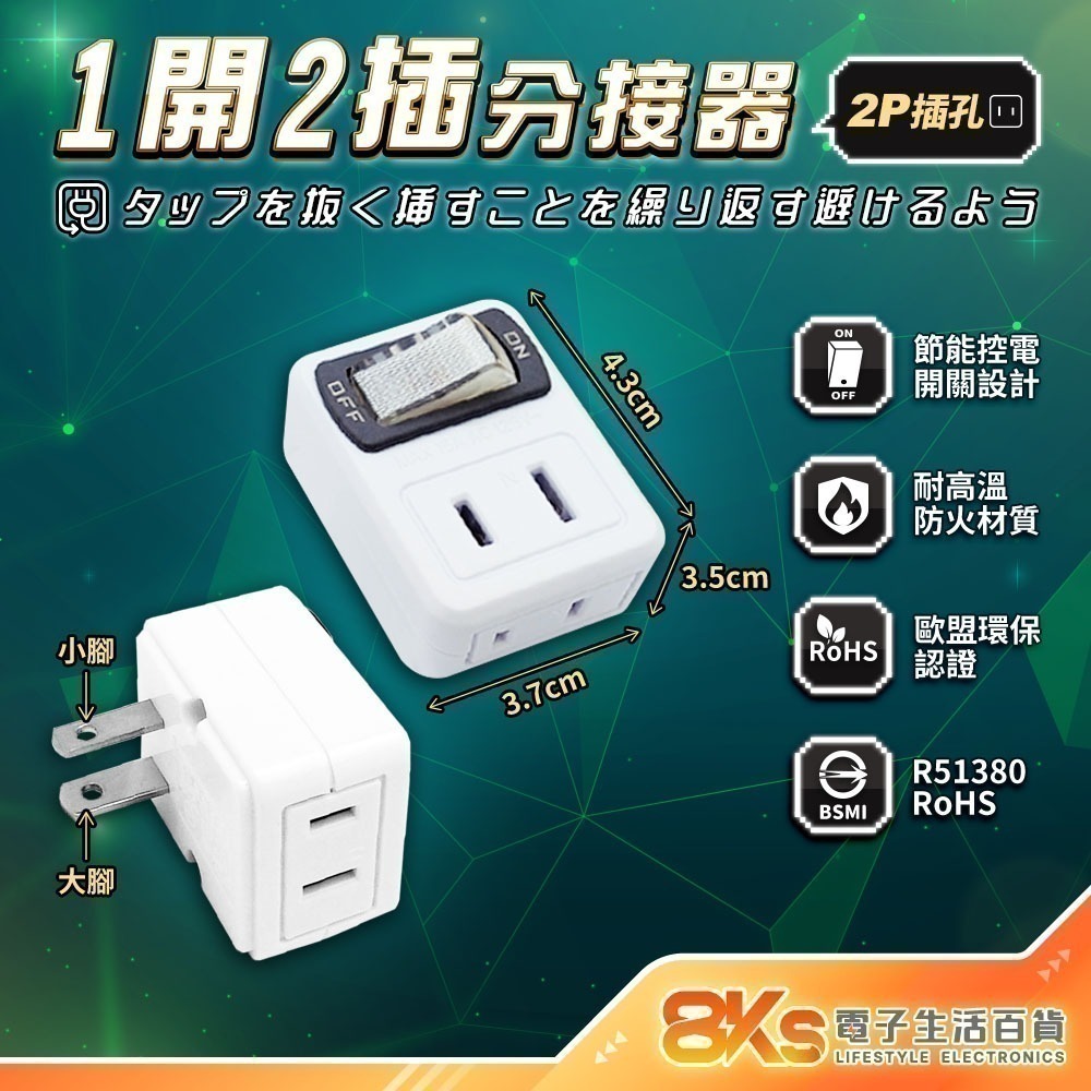 《最新安規》(附發票)節能壁插分接器 1開2插3插4插 USB壁插 2開2插 防火PC材質 BSMI字號R51380-規格圖8