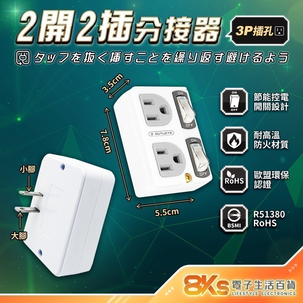 《最新安規》(附發票)節能壁插分接器 1開2插3插4插 USB壁插 2開2插 防火PC材質 BSMI字號R51380-規格圖8