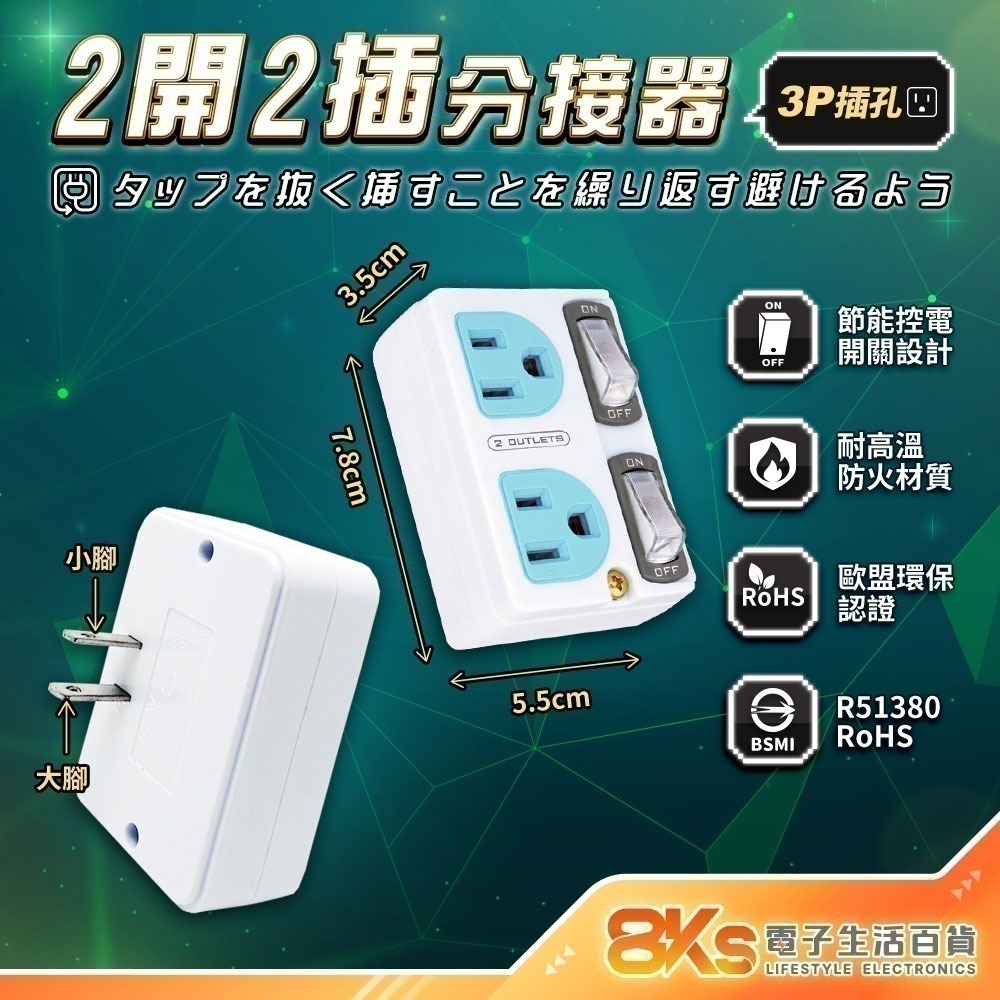 《最新安規》(附發票)節能壁插分接器 1開2插3插4插 USB壁插 2開2插 防火PC材質 BSMI字號R51380-規格圖8