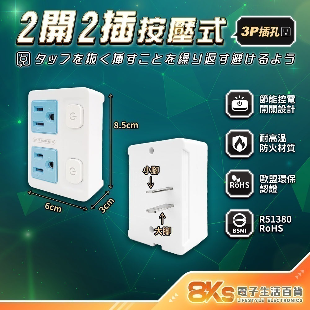 《最新安規》(附發票)節能壁插分接器 1開2插3插4插 USB壁插 2開2插 防火PC材質 BSMI字號R51380-規格圖8