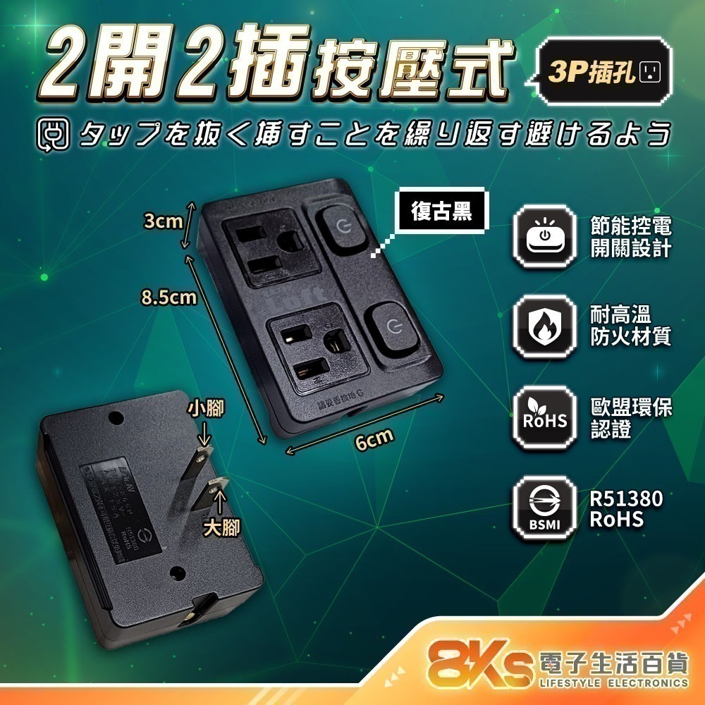 《最新安規》(附發票)節能壁插分接器 1開2插3插4插 USB壁插 2開2插 防火PC材質 BSMI字號R51380-規格圖8