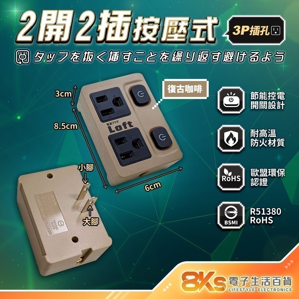 《最新安規》(附發票)節能壁插分接器 1開2插3插4插 USB壁插 2開2插 防火PC材質 BSMI字號R51380-規格圖8