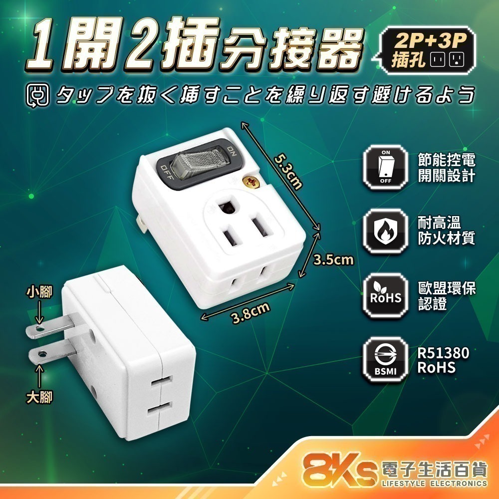 《最新安規》(附發票)節能壁插分接器 1開2插3插4插 USB壁插 2開2插 防火PC材質 BSMI字號R51380-規格圖8